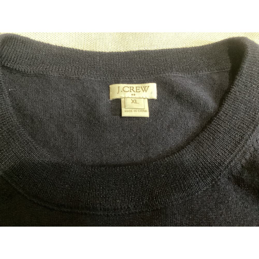 J.Crew Women's Navy Blue 100% Merino Wool Crewneck Sweater Pink Anchor Logo XL - Picture 5 of 8